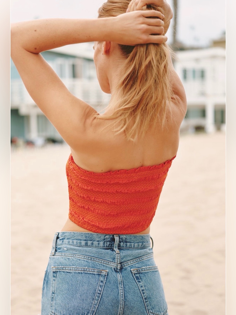 Anthropologie‎ Celandine Strapless Smocked Top in Aura Red XL NWT - Picture 3 of 6